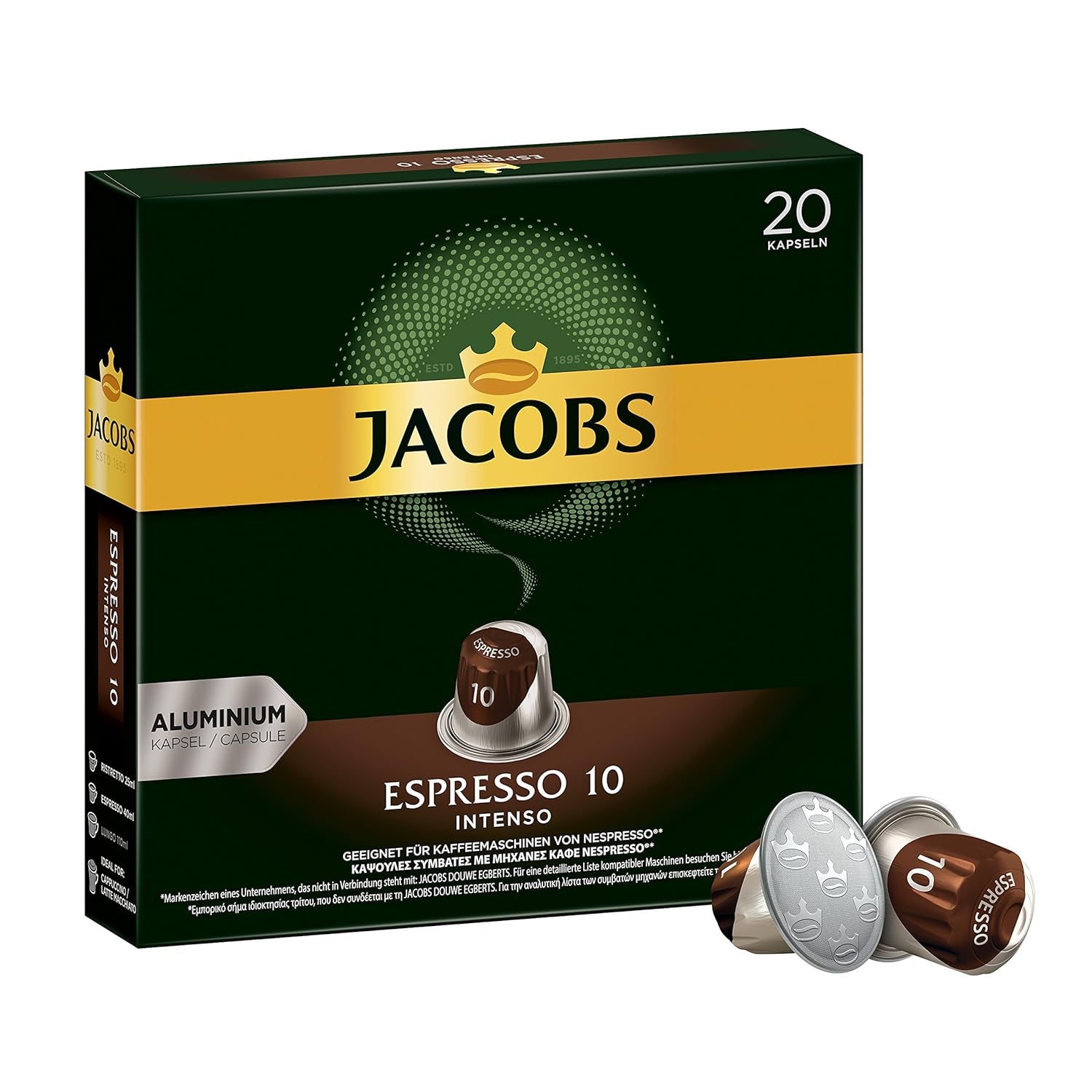 Kaffeekapseln Espresso Ristretto, Intensität 12 von 12, 10 x 20 Getränke & Kaffeekapseln Espresso Intenso, Intensität 10 von 12, 200 Nespresso®* kompatible Kapseln, 10 x 20 Getränke
