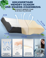 Pernă IDEA, pernă ortopedică ergonomică pentru dureri de gât, pernă din spumă de memorie pentru dormitori laterali, spate și abdominali, pernă anti sforăit pentru bărbați femei (62 * 34,5 * 12/8CM) Perne ortopedice cervicale Naty Shop