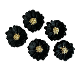 Set 5 decoratiuni comestibile din pasta de zahar, Flori negre-aurii Decoratiuni din Pasta de Zahar Naty Shop
