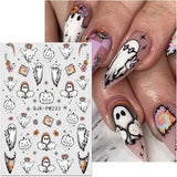JMEOWIO Nagelsticker Halloween 9 Blatt Nail Art Sticker Selbstklebend Nagelaufkleber Süßes Gespenst Kürbis Dekoration Nageldesign Zubehör
