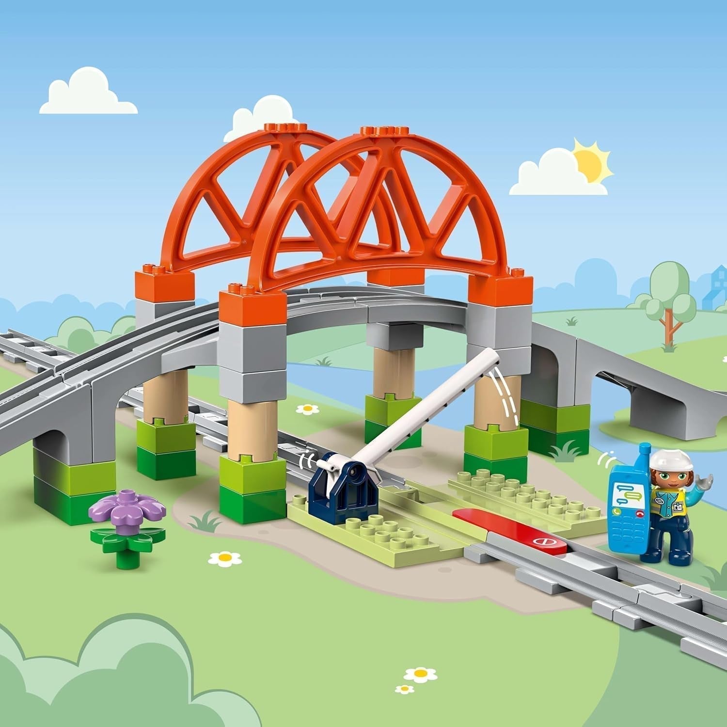 LEGO DUPLO Town Pod de cale ferată și șine - Set de expansiune, cadou pentru copii începând cu 2 ani, set pentru construcție și reconstrucție, set de dezvoltare pentru preșcolari, jucărie educațională 10426 Seturi de constructie Besuche den LEGO-Store