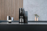 Melitta AromaFresh Therm Pro X – Espressor cu filtru, râșniță integrată, rezervor de apă detașabil, carafă termică din oțel inoxidabil și funcție de temporizator, pentru până la 8 cești de cafea, negru/argintiu