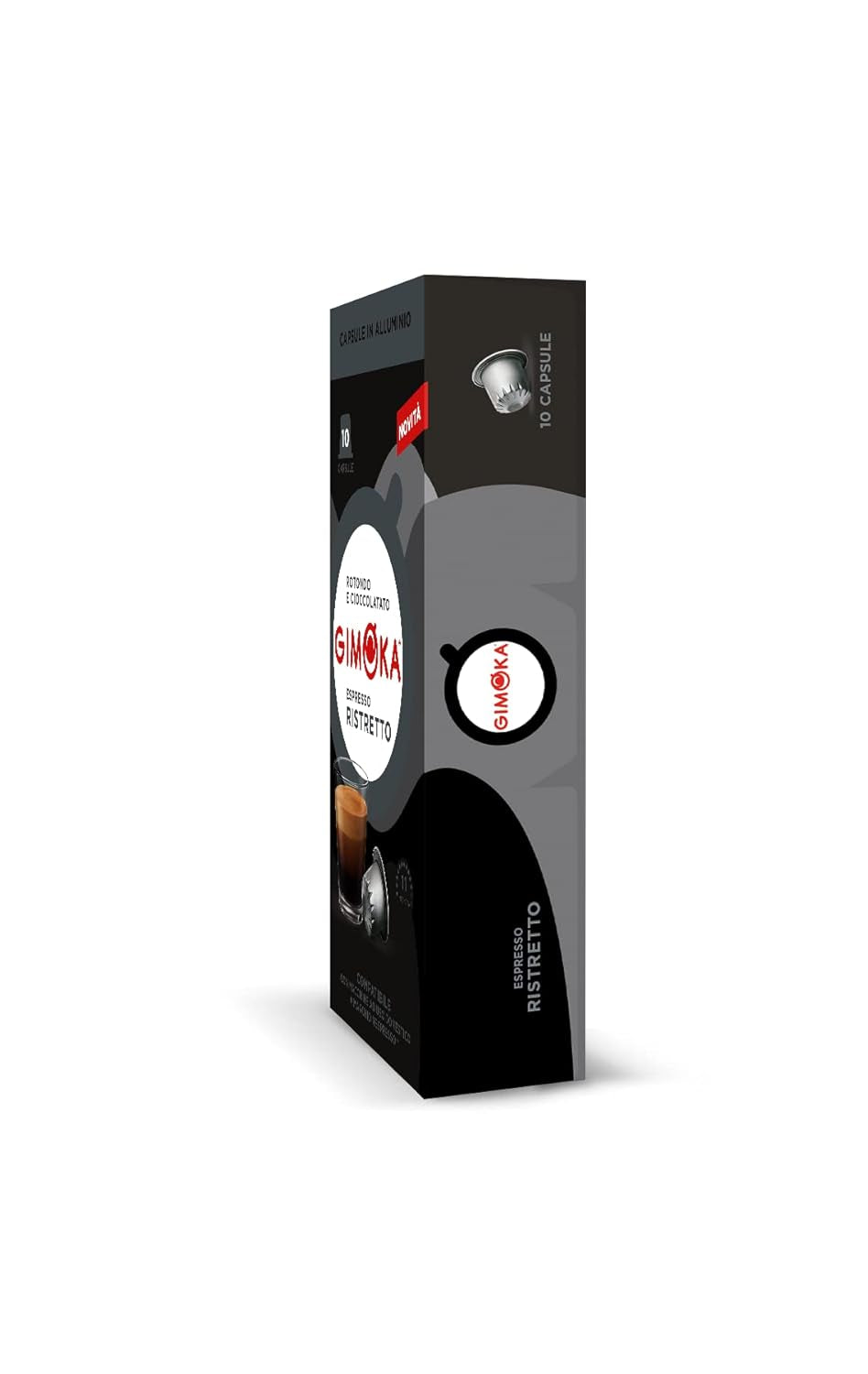 Gimoka Kaffeekapseln Espresso Ristretto, Intensität 11/13-100 Kapsel aus Aluminium - Kompatibel mit Nespresso* Haushalts-Espressomaschinen - 100 Stück (10 x 10 Getränke) - Hergestellt in Italien