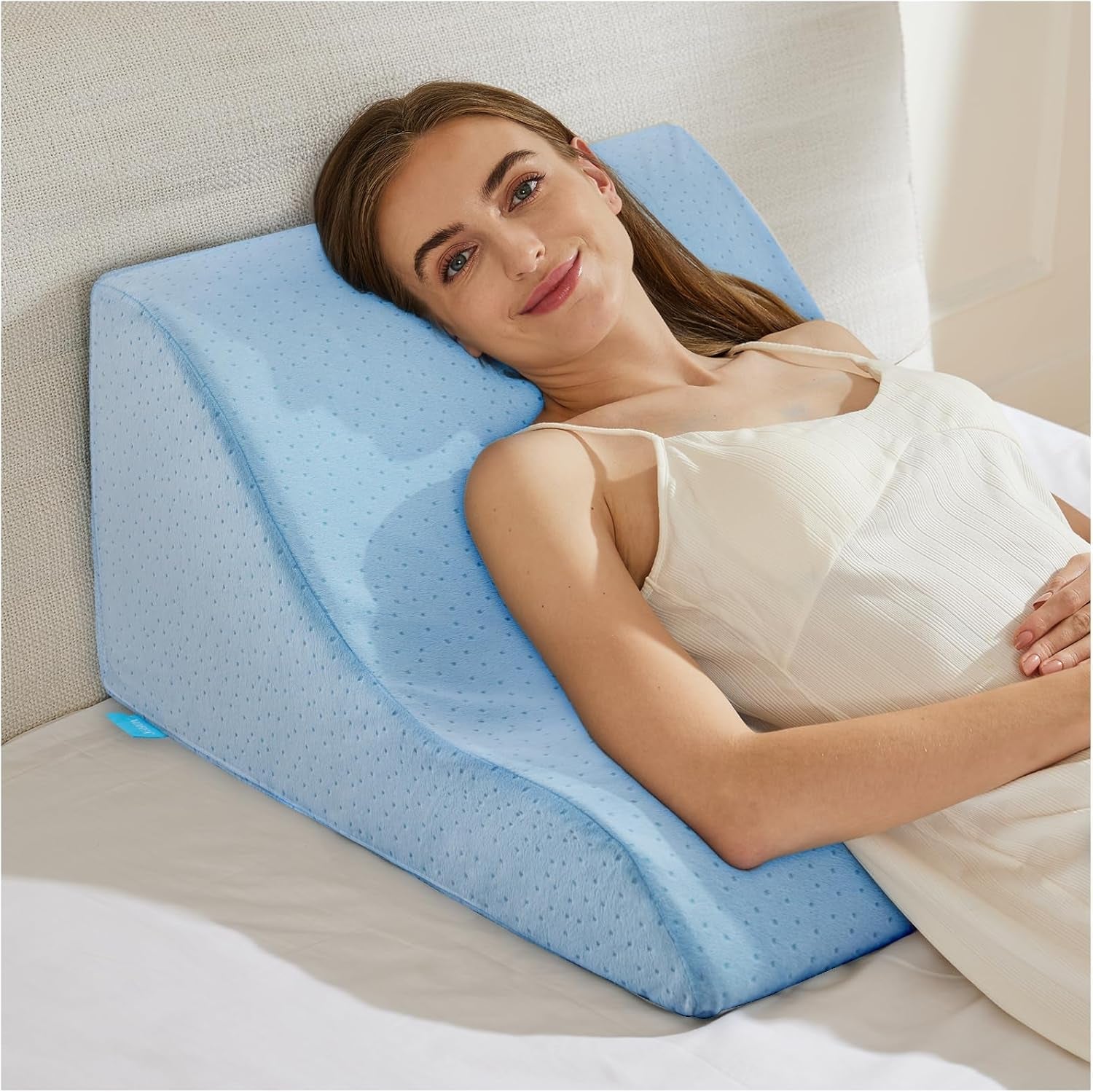 Pernă de citit pentru pat și canapea - Pernă cu pană din spumă cu memorie - Pernă ergonomică pentru spătar - Perfectă pentru susținerea spatelui în timp ce vă relaxați, vă jucați, citiți sau vă uitați la televizor - Lată