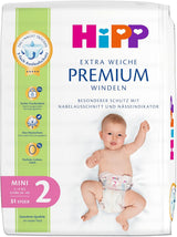 Scutec HiPP Extra Soft Premium Mărimea 1 Nou-născut 2-5 kg, 72 bucăți (3 pachete a câte 24), cu protecție anti-scurgere în 3 moduri și protecție dublă a pielii