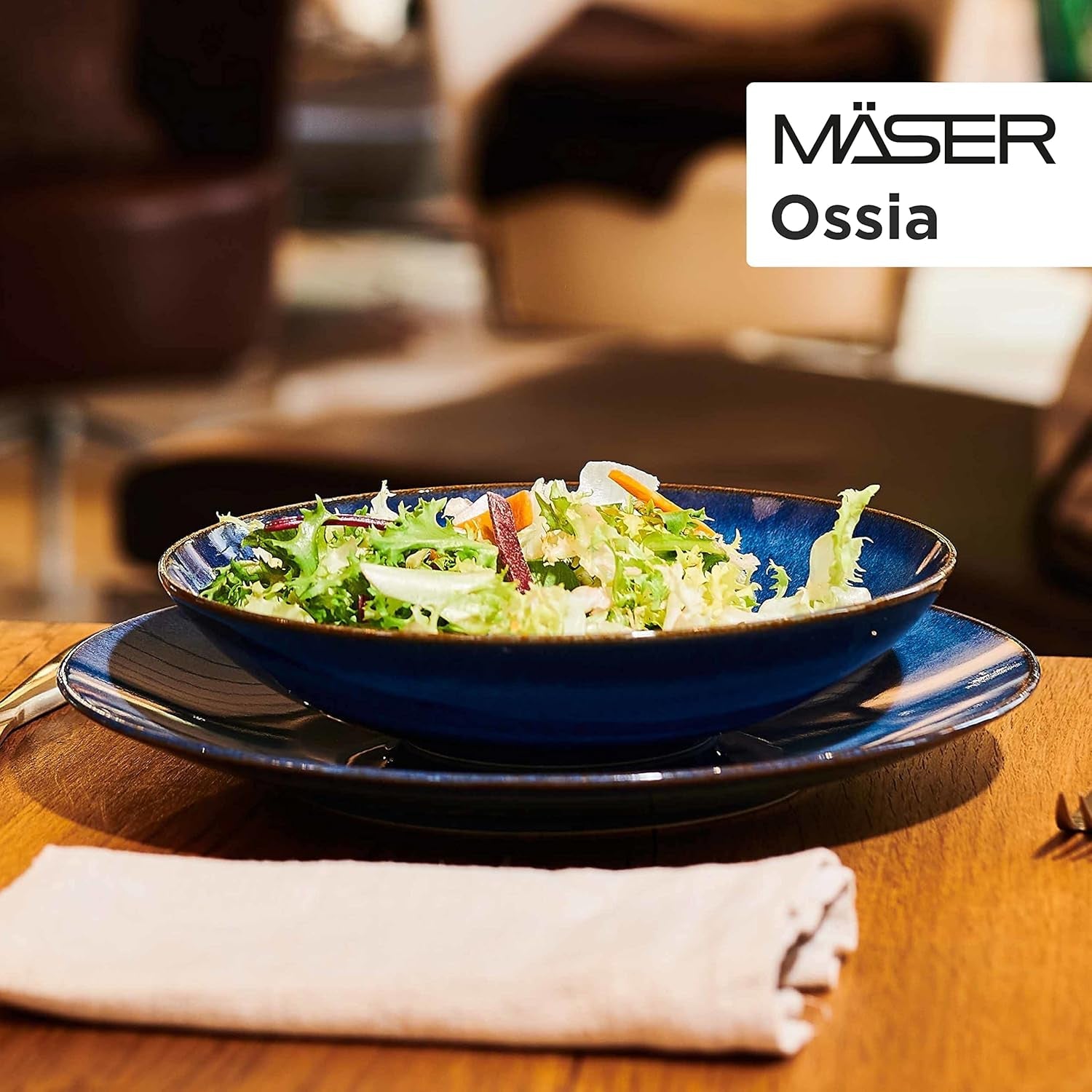 Set de mic dejun MÄSER, ceramică OSSIA, albastru regal, albastru
