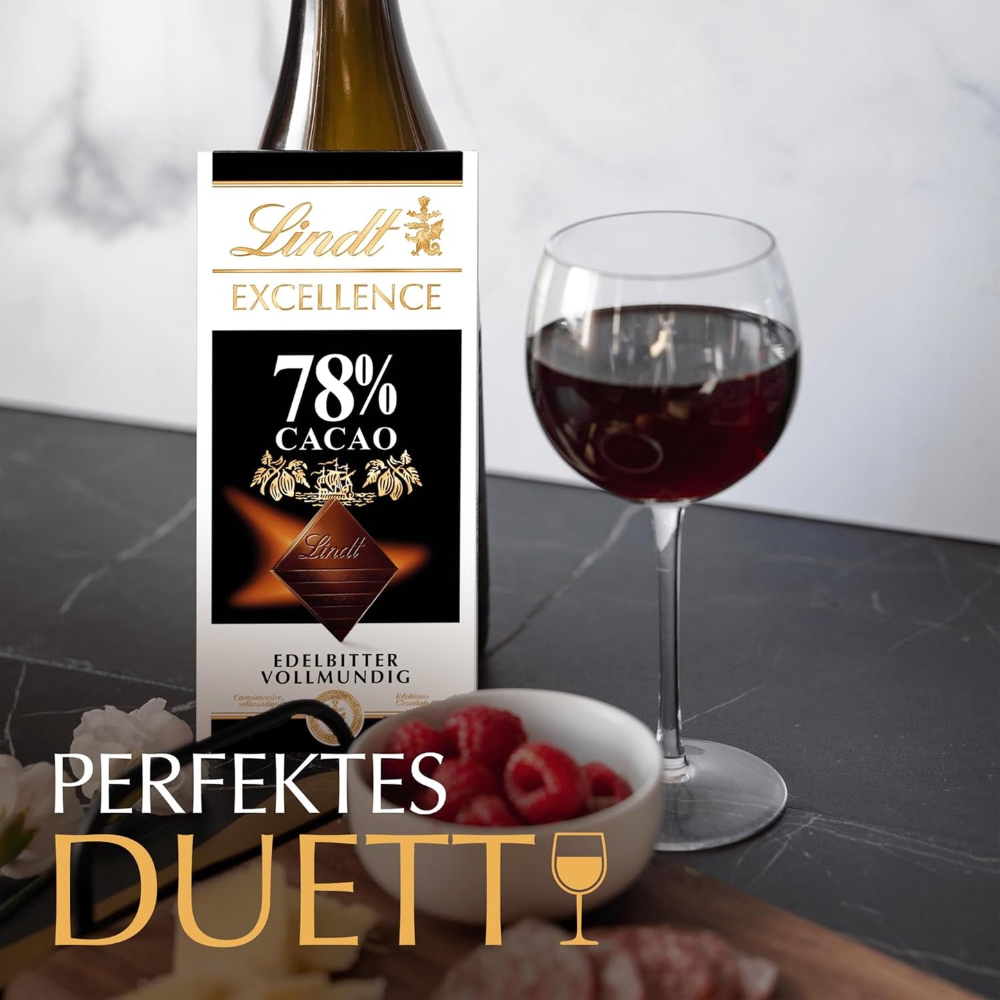 Lindt Excellence 78 La Suta Cacao Baton - Intensitate Cacao Persistenta Baton Vegan 100g Cadou Ideal