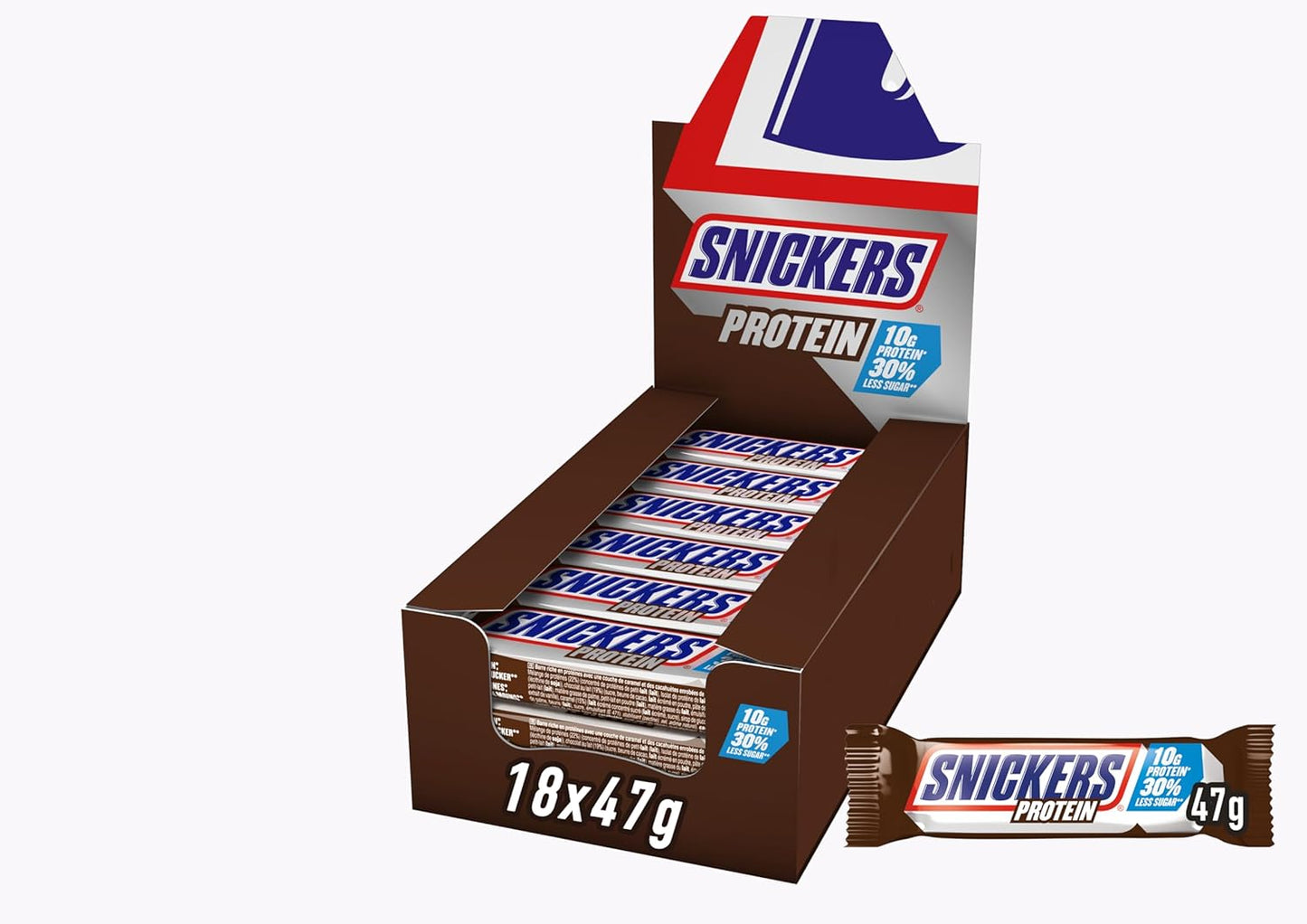 Snickers Batoane Proteice Cu Ciocolata - Gust Bogat Cu Alune Caramel Si Nuga, Pachet Vrac 18x47g