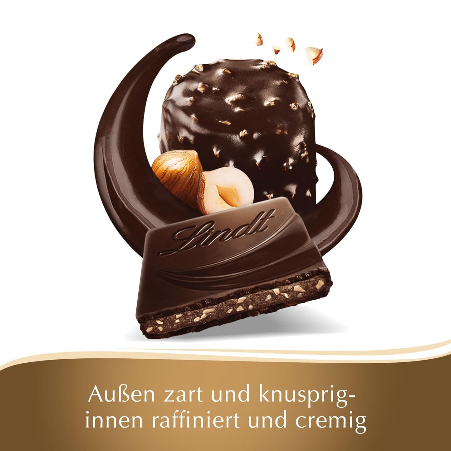 Lindt Creation Hazelnut De Luxe Tableta - Ciocolata Neagra Cu Alune Crocante Intr-o Umplutura Cremoasa