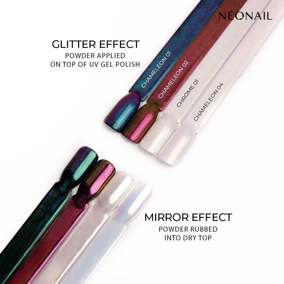 NÉONAIL Liquid Nail Powder Chameleon 04 - Flüssiger Nagelpuder - Chrome Nail Powder - Glitzer Nägel Puder - Nail Art - Nageldesign Zubehör - Glitter Powder - Chrom Nagelpuder - Grün, Gelb - 6,5 Ml