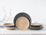 CreaTable, 13139, seria Catania, set de veselă cu 12 piese, set de farfurii din gresie, potrivit pentru mașina de spălat vase și cuptorul cu microunde, fabricat în Portugalia