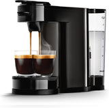 Espressor cu filtru și pad PHILIPS Senseo Switch, tehnologie de preparare 2 în 1, rezervor de apă de 1 litru, 7 căni într-o singură preparare, negru piano (HD6592/64)