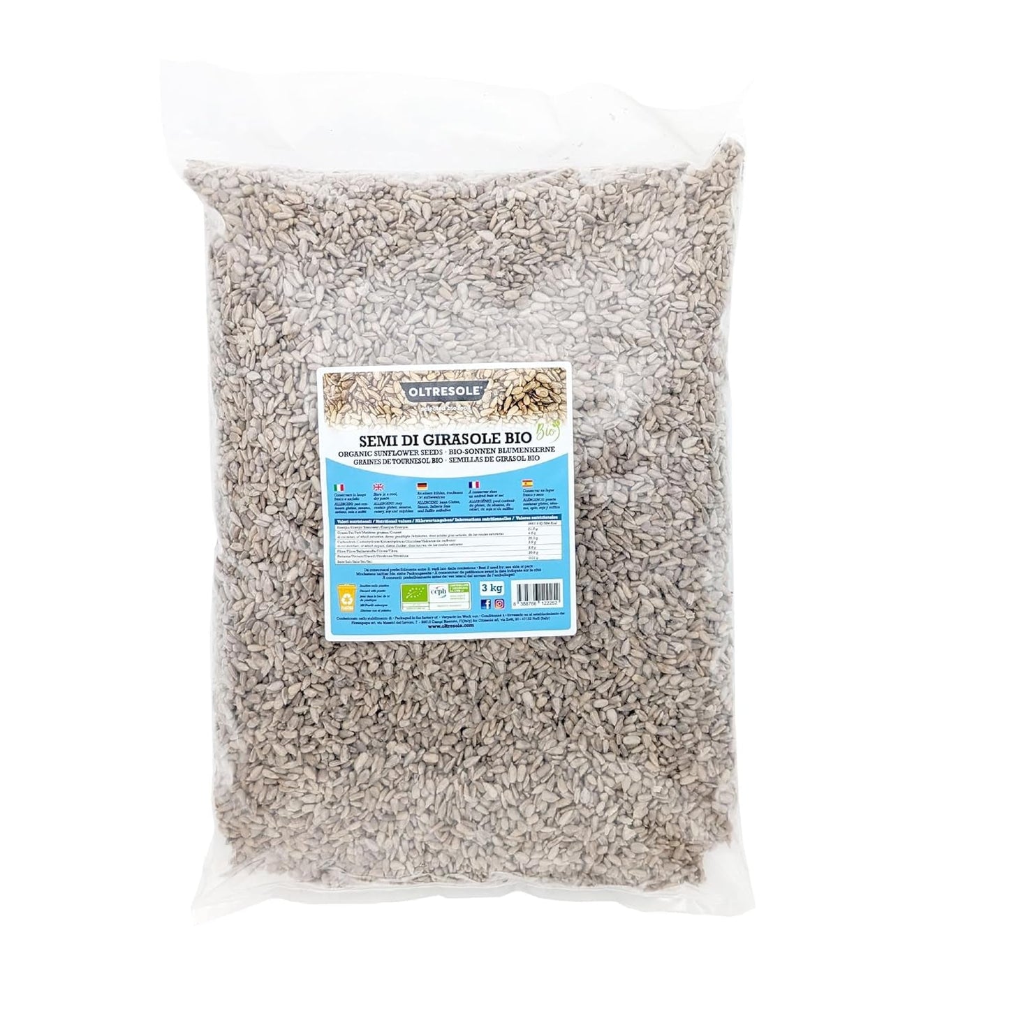 Semințe de floarea-soarelui organice 3 kg, semințe de floarea-soarelui organice crude, decojite, neprăjite și nesărate, bogate în fibre și nutrienți, ideale ca gustare și pentru rețete