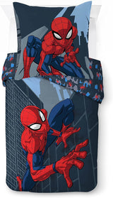 Lenjerie de pat pentru copii, unisex, printese si super eroi, 100% bumbac Lenjerie de pat - copii Naty Shop Albastru - Spiderman 135X200/80X80 (2 Piece)