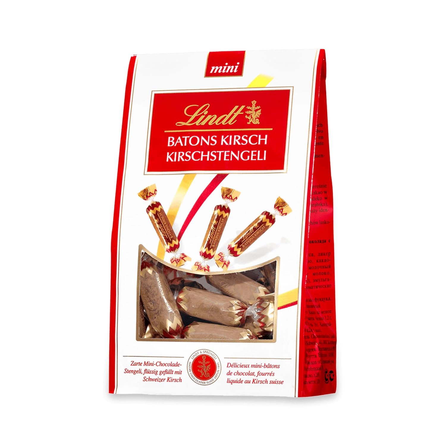 Lindt Baton Cherry Mini - Betisoare De Ciocolata Cu Lichior De Cirese Elvetian Cadou Delicios Cu Alcool