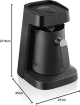 Cafetieră turcească Arzum Okka MINIO JET, 400 W, capacitate 5 căni, protecție la preaplin, sistem de avertizare acustică, cafetieră turcească, crom