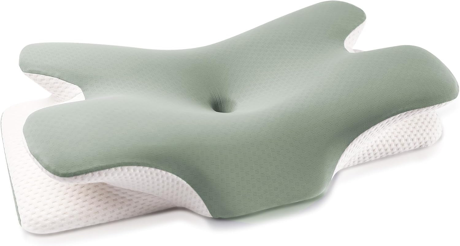 Pernă din spumă de memorie MULISOFT, Pernă confortabilă pentru cap, Pernă de susținere a gâtului, Pernă ergonomică pentru somn lateral (gri) Perne ortopedice cervicale Naty Shop Salutări
