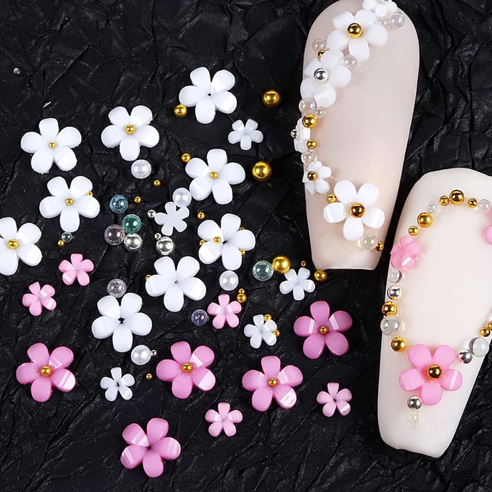Unghii cu flori 3D, 6 grile, farmece pentru unghii cu flori, strasuri acrilice pentru unghii, accesorii pentru unghii, decorațiuni DIY pentru unghii de primăvară