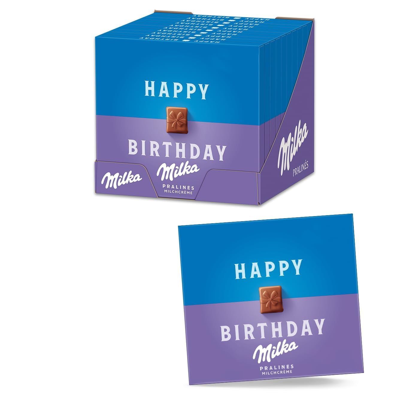 Praline Milka Congratulations – Ciocolată cu lapte alpină cu umplutură fină de cremă de lapte – 10 x 110g