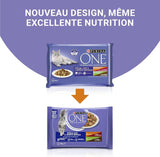 Purina One - Spezialfutter in Sauce Rind/Huhn/Ente und Truthahn für Katzen mit Appetit, 340 g