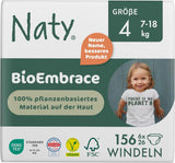 Scutece pentru bebeluși Naty BioEmbrace, mărimea 5 (11–25 kg) | 100% materiale pe bază de plante, delicate cu pielea | Moliciune respirabilă, testate dermatologic, absorbție excelentă | 80 buc.