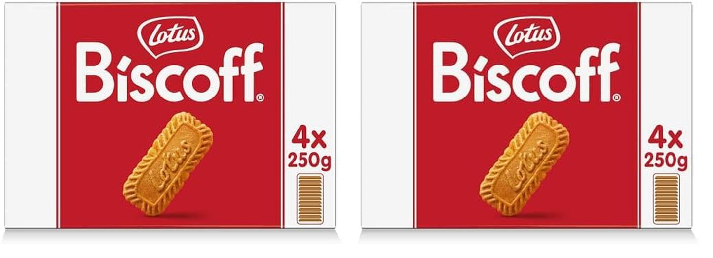 Lotus Biscoff | Biscuite Caramelizate Originale | Gust Crocant Unic | Vegane | Fără Arome sau Coloranți Adăugați | 4 x 250g | 1kg (Pachet de 2)