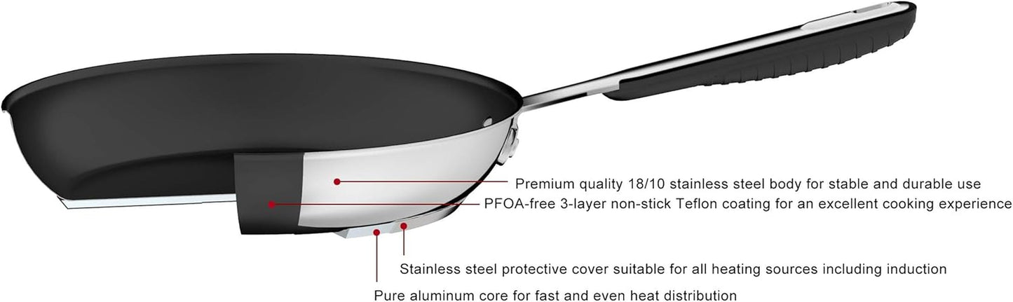 Tigaie din oțel inoxidabil cu acoperire neaderentă - potrivită pentru inducție, cu mâner confortabil - 28 Cm Oale si Tigai Naty Shop