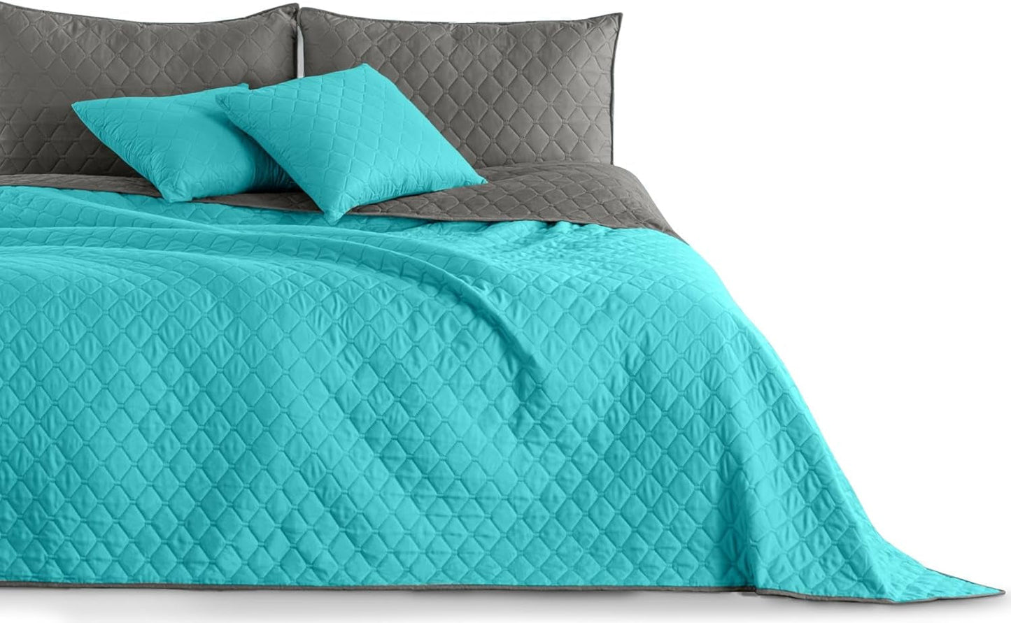 Decoking Cuvertură de pat 200 X 220 Cm Grafit Antracit Gri Argint Cuvertură de pat cu două fețe ușor de întreținut Axel Paturi si Cuverturi Besuche den DecoKing-Store Axel Türkis Oțel 170 X 210 Cm