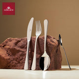 Gerlach Flow Besteck-Set 6 Personen Spülmaschinenfest Essbesteck Besteck Aus Edelstahl Messer Gabel Löffel Teelöffel Tafelbesteck Rostfrei 24 Stk, Silberglänzend Bucatarie Naty Shop