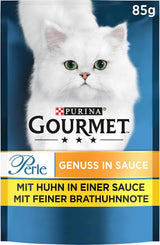 Hrană umedă pentru pisici Gourmet Perle Delight în sos cu pui, pachet de 26 (26 x 85g)