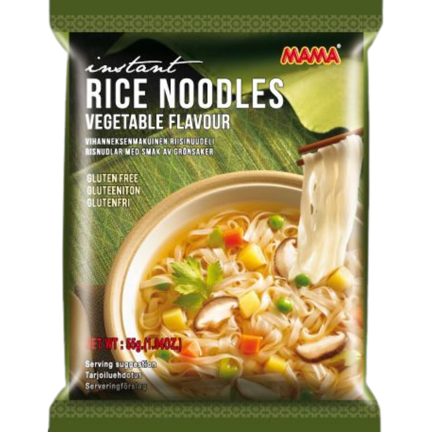 Tăiței de orez instant Mama cu legume – Tăiței de orez instant fără gluten, în stil oriental – Bucătărie thailandeză autentică – 24 x 55g