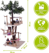 Everearth casă din lemn în copac - Casă de păpuși pentru copii cu vârsta peste 3 ani - Casă de joacă sustenabilă cu accesorii - Certificată Fsc® - Jucărie din lemn perfectă pentru jocul imaginativ - Mobilier pentru casa de păpuși EE33767 Casute de papusi Naty Shop