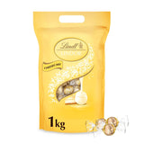 Lindt Chocolate | Pungă LINDOR Cheesecake | 1kg | 80 de bile de ciocolată albă cu lapte cu umplutură de cheesecake care se topește în gură | Cadou de ciocolată de împărțit