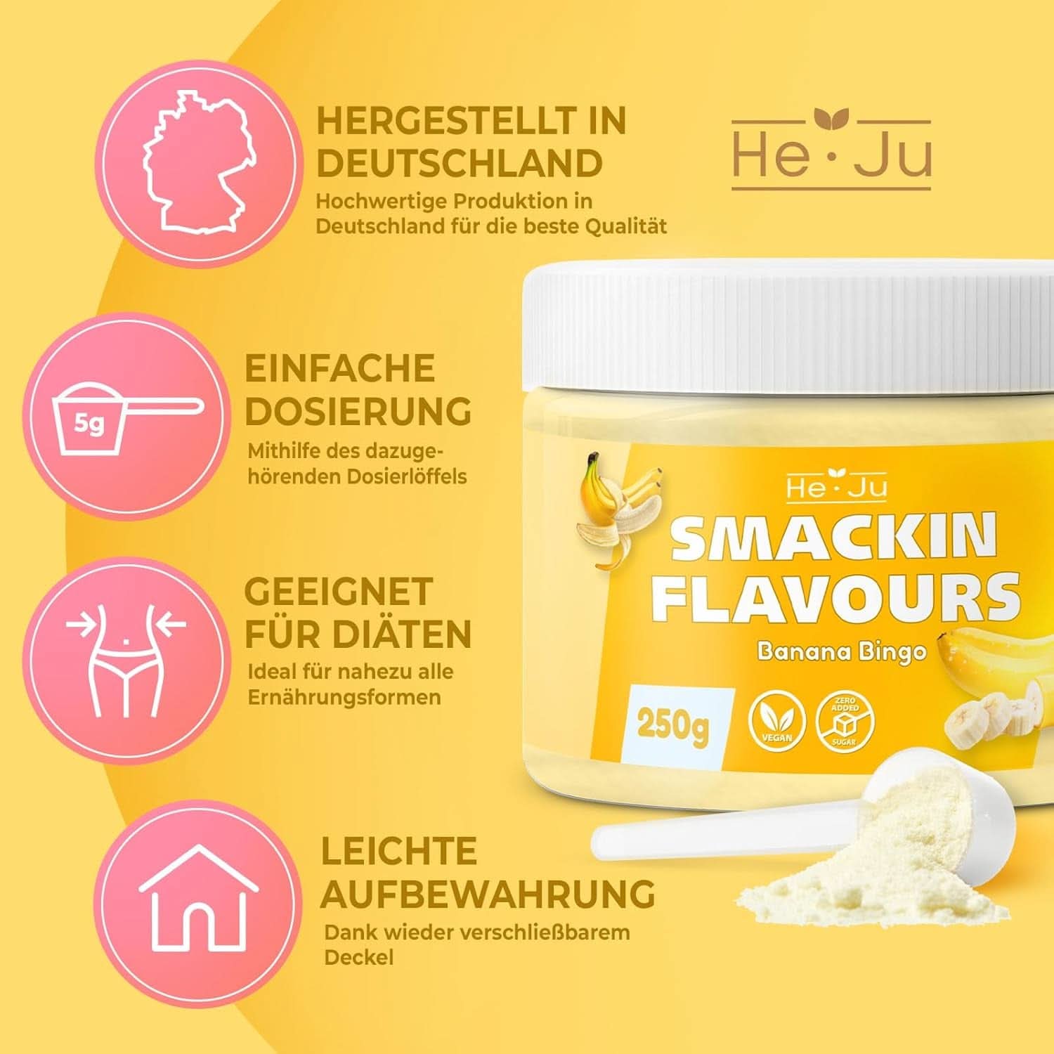 He-Ju, Pudră cu aromă de banane, 250 grame Arome Naty Shop
