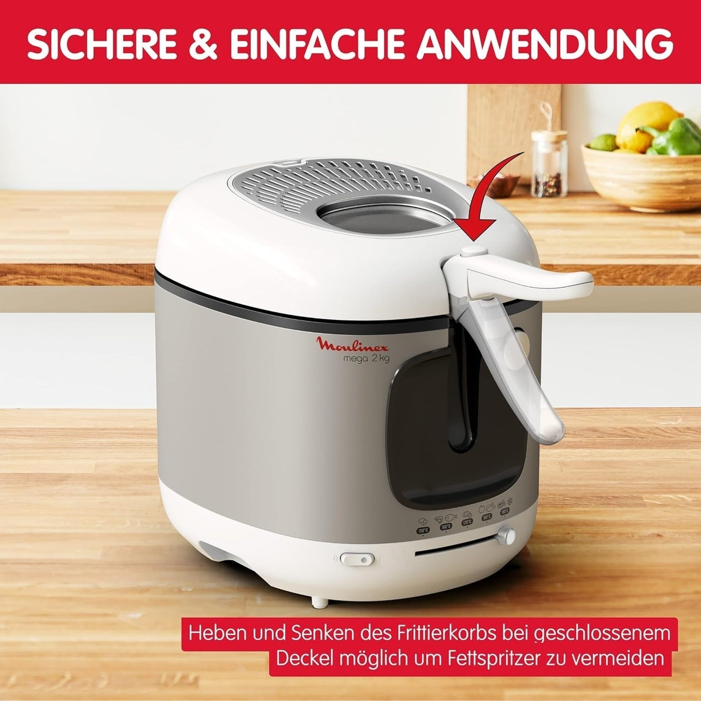 Friteuză AM4800 Mega 2Kg, friteuză cu ulei, filtru miros, 1800 W Electrocasnice Naty Shop