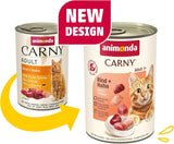 animonda Carny Adult Savory Variety (12 x 400 g), hrană umedă pentru pisici adulte, hrană umedă cu ingrediente 100% proaspete, din carne, fără cereale și fără zahăr