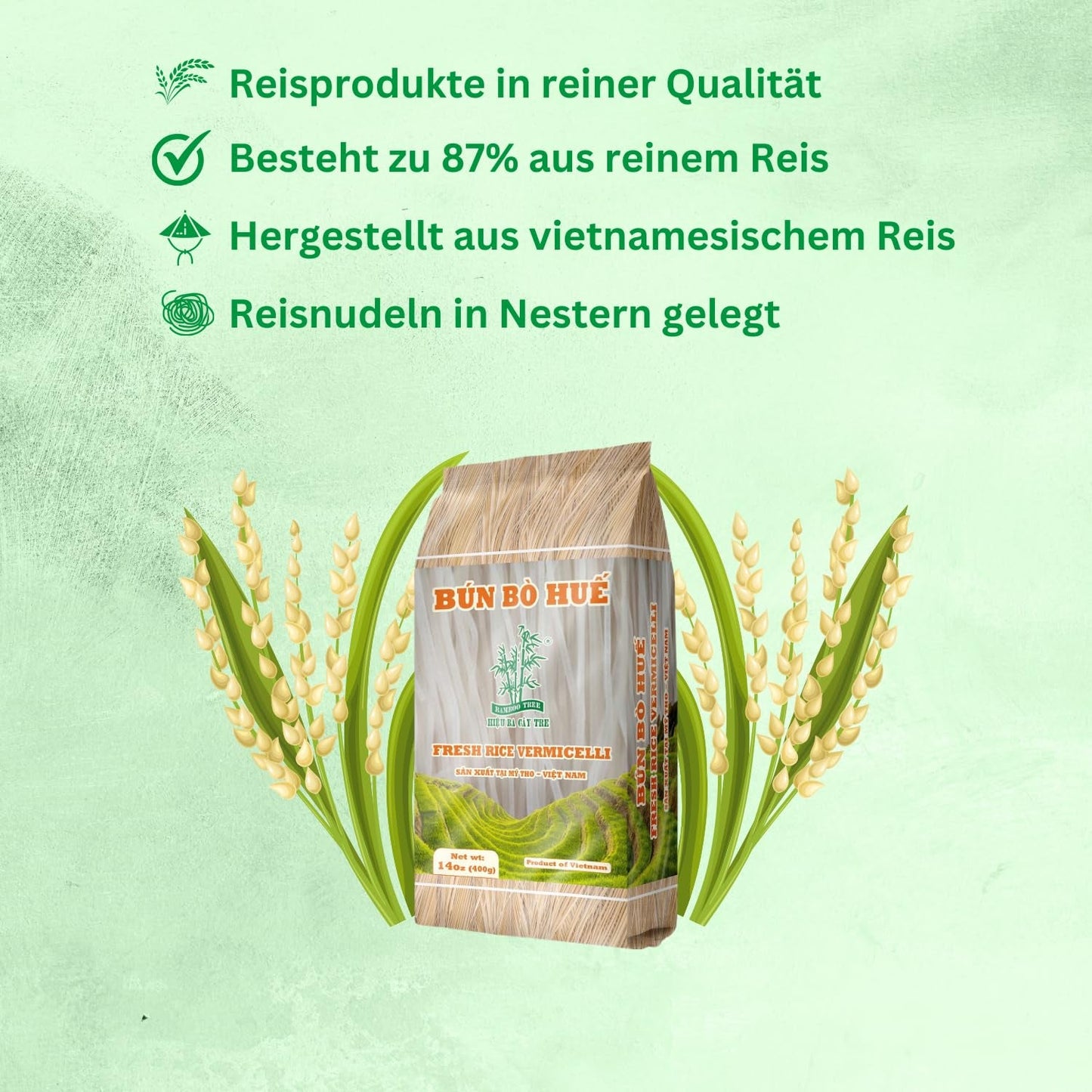 BAMBOO TREE - Tăiței de orez Bun Bo Hue - (1 X 400 G)