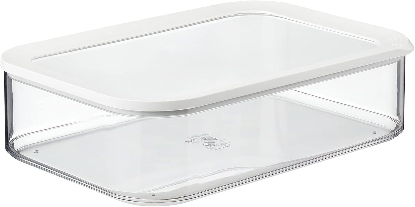 Mepal - Cutie de depozitare pentru frigider Modula XXL - Container pentru alimente cu capac - Organizator de bucătărie și cutie de depozitare din plastic - Organizator stivuibil și etanș pentru frigider - 4800 ml - Alb Cutii depozitare alimente Naty Shop