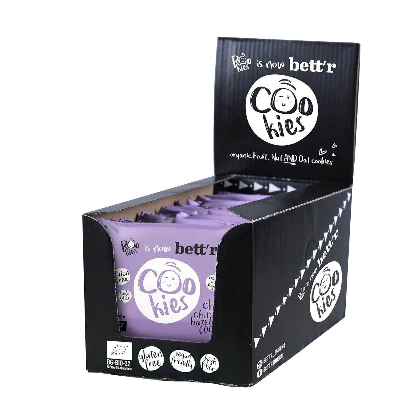 Fursecuri vegane Bett'R cu curmale și migdale, ambalate individual - 100% organice, fără gluten, fără zahăr adăugat - 18 x 40g
