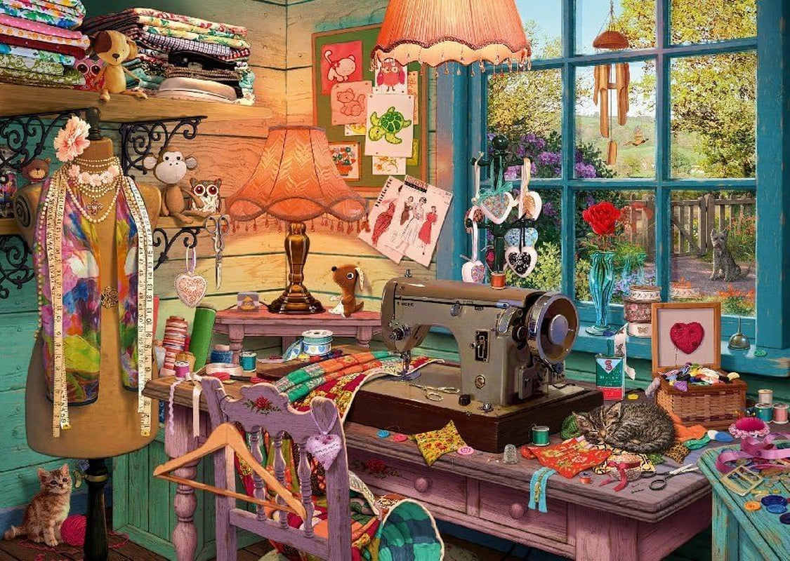 Schmidt Spiele 59654 Puzzle secret, În camera de cusut, puzzle jigsaw 1000 piese Puzzle Naty Shop