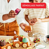 Tefal Creabake J3089304 3 Stück Brioche-Backform Antihaft-Beschichtung, Leicht Entnehmbar, Stapelbar, Einfache Aufbewahrung, Backform Matrite si tavi pentru copt Naty Shop