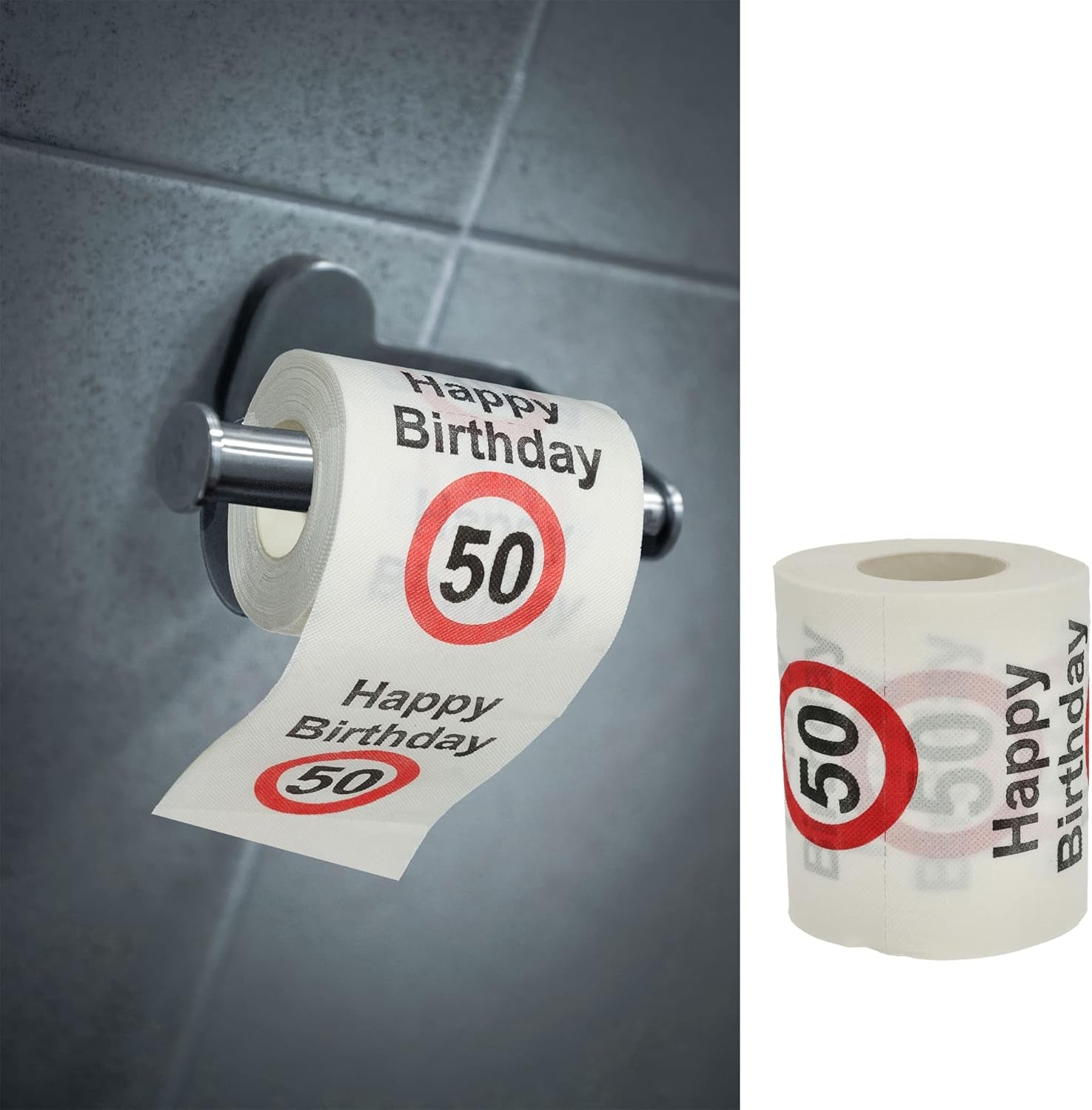 Set de 4 hârtii igienice "La mulți ani 40" │40th birthday 24 metri 2-țesături 180Gr/Qm │ Hârtie igienică motiv hârtie igienică (4 X hârtie igienică 40)