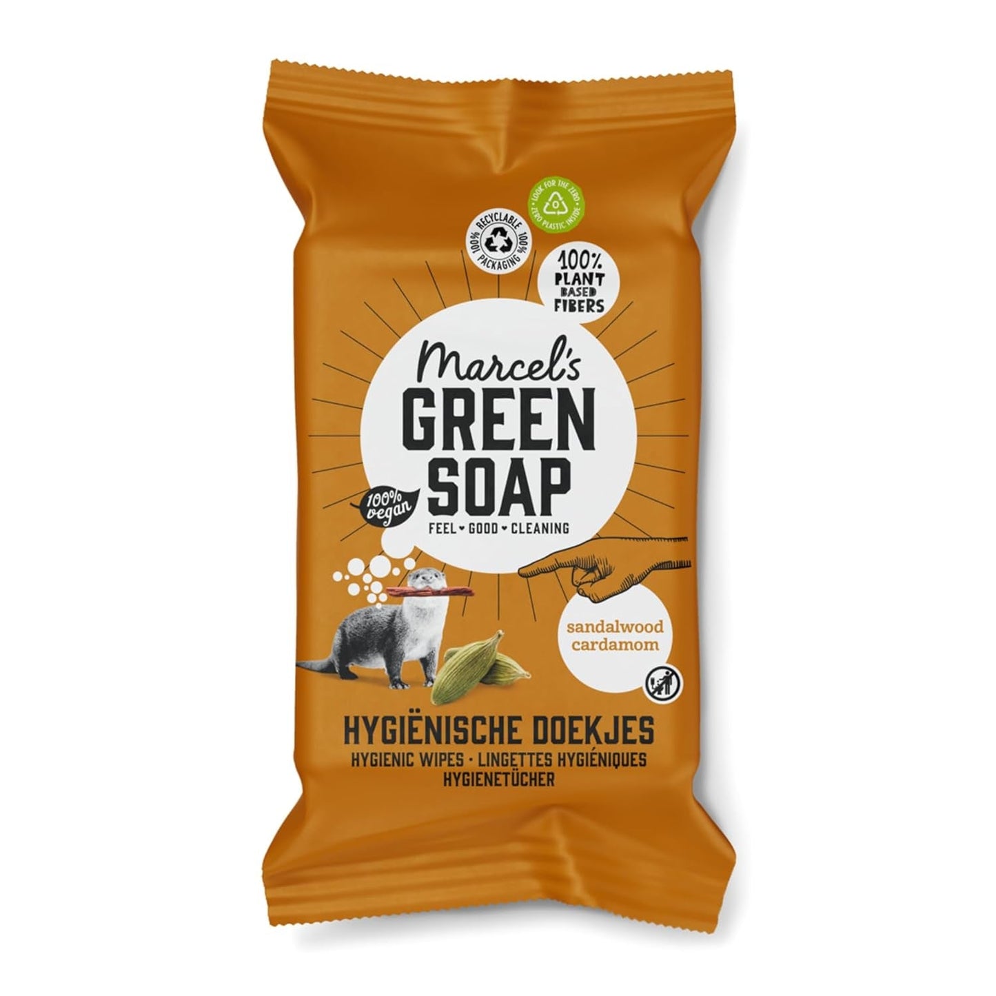 Șervețele umede igienice pentru mâini Marcel's Green Soap, pachet de 60 - Vanilie și floare de cireș - Pe bază de plante - Ecologice