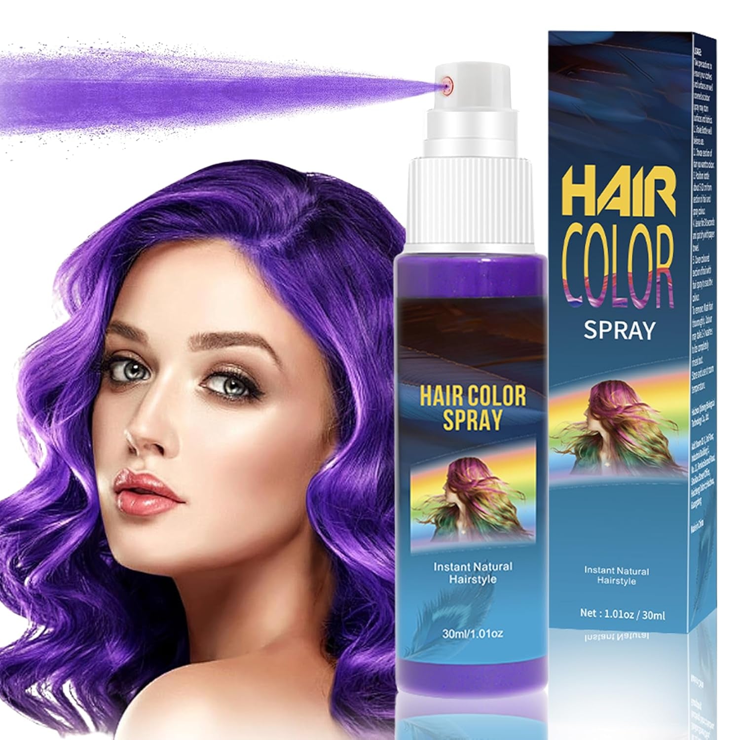 Hairspray Colour - 30ml Spray temporar de culoare pentru păr verde, vopsea de păr naturală Spray temporar de culoare pentru păr, vopsea de păr lavabilă pentru păr pentru petrecere Cosplay Halloween (verde) Vopsea pentru par Naty Shop Violet