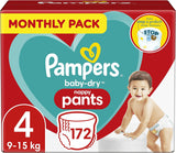 Pampers (Versiunea Veche), Chiloți, Mărimea 4, 9kg-15kg, Pachet de trei (1 x 88 scutece)