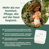 Scutece pentru bebeluși Naty BioEmbrace, mărimea 5 (11–25 kg) | 100% materiale pe bază de plante, delicate cu pielea | Moliciune respirabilă, testate dermatologic, absorbție excelentă | 80 buc.