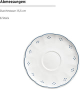 Seria Mäser Lova, serviciu de cafea din porțelan cu 18 piese – 6 farfurii de desert (19,5 cm), 6 cești (19 cl) și 6 farfurioare (15,5 cm), albastru