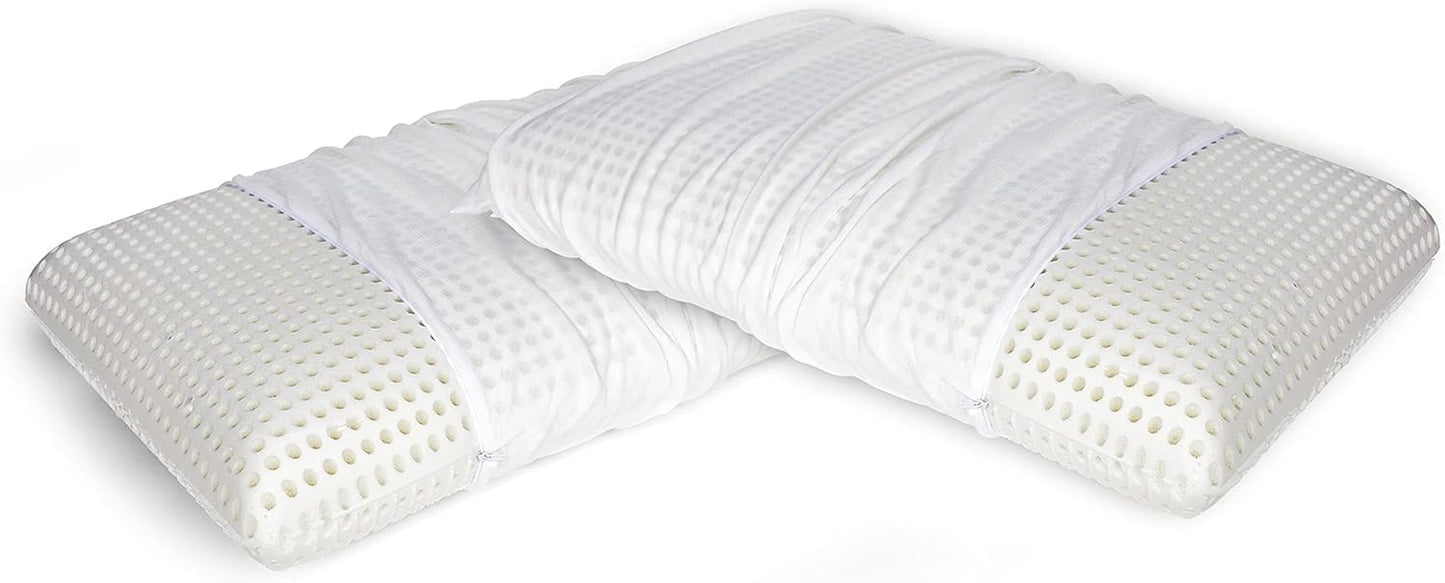 Talamo Italia Set de 2 perne pentru pat, 100% Made in Italy, pernă detașabilă "săpun" din spumă de memorie perforată, hipoalergenică și respirabilă, 70X40Xh16 Cm Perne standard Naty Shop Altezza 16 Copertă inclusă Set Da 2