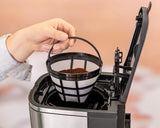 Espressor cu filtru Rommelsbacher FKM 1000 - rezervor de apă de 1,5 litri pentru 12 cești de cafea, carafă de sticlă, pornire cu întârziere, funcție de menținere la cald, funcție de aromă, suport detașabil pentru filtru 1x4