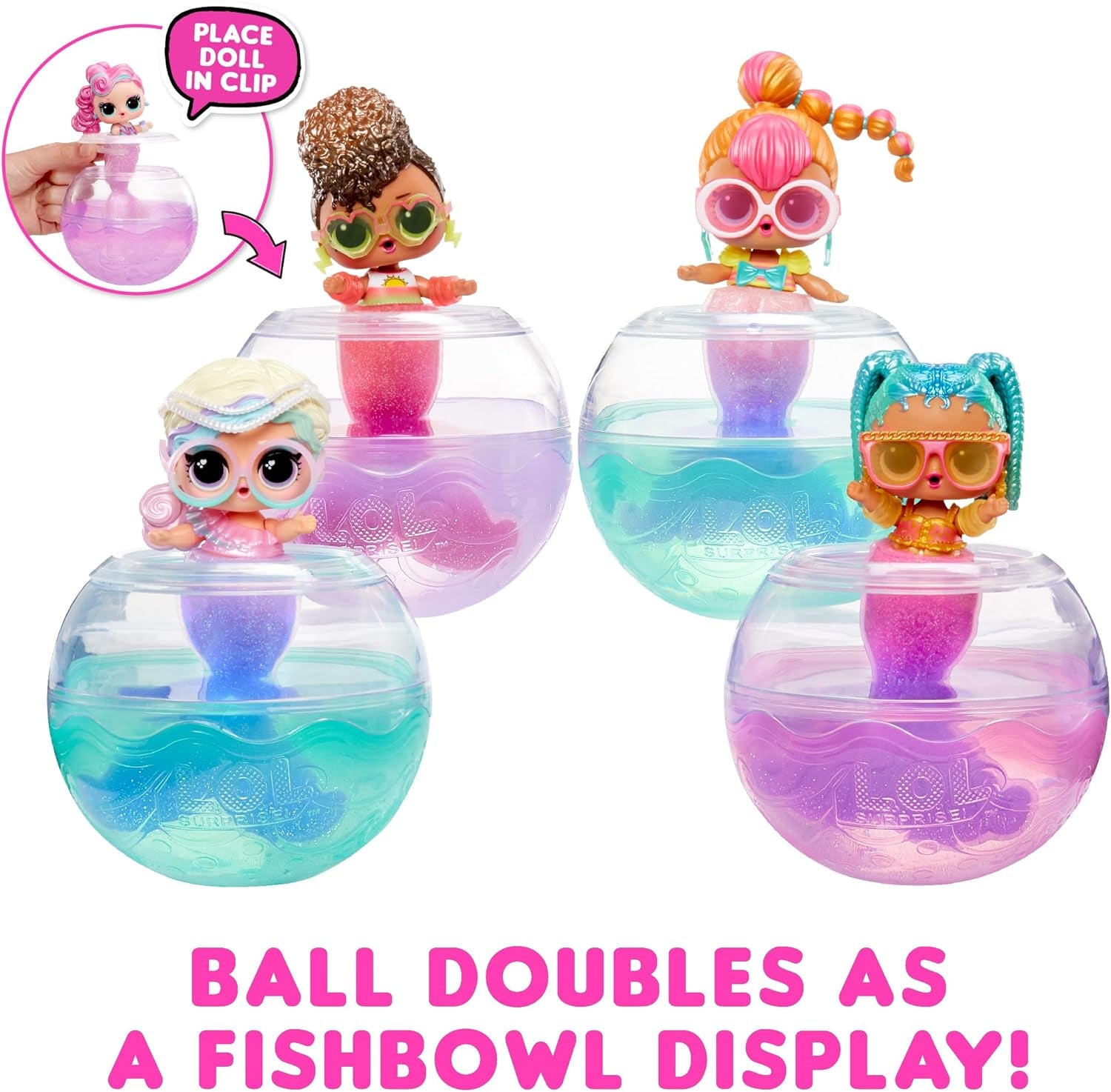 LOL Surprise! Mermaids Tots - Păpuși mini la modă cu cozi care își schimbă culoarea - Potrivite pentru colecționari, fete și băieți cu vârsta de 4 ani și peste